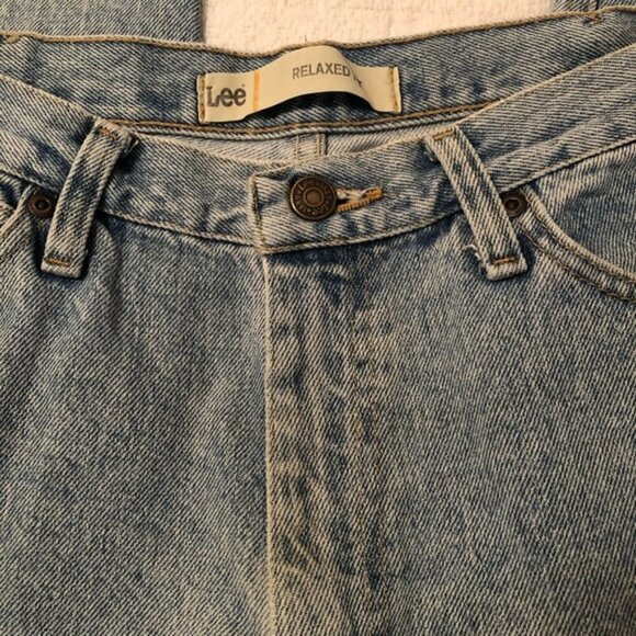 Lee Jeans Blue Denim Relaxed Fit Straight Leg Light Distressed Men's W 36 L 32 - Picture 6 of 12